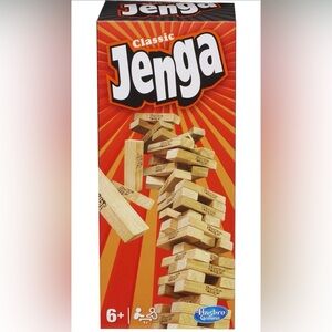 Hasbro Jenga Classic Stacking Game - Red and Natural Wood